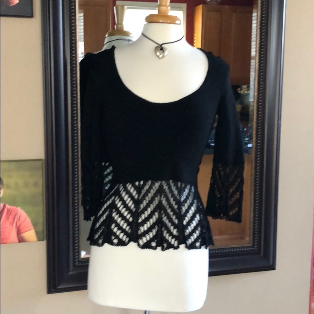Bette Paige black knit and lace top